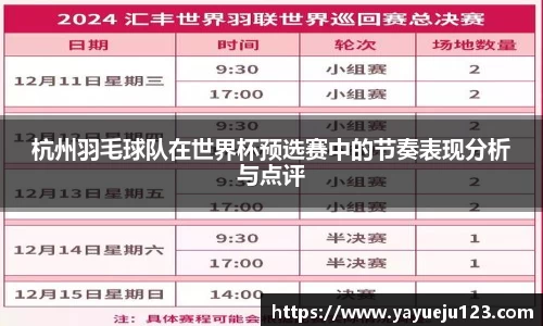 杭州羽毛球队在世界杯预选赛中的节奏表现分析与点评