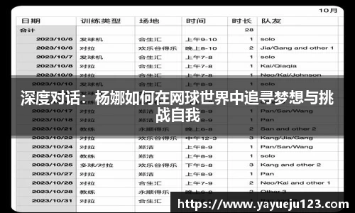 深度对话：杨娜如何在网球世界中追寻梦想与挑战自我