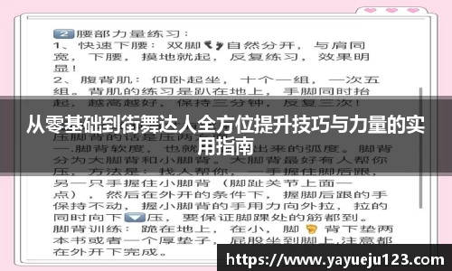 从零基础到街舞达人全方位提升技巧与力量的实用指南