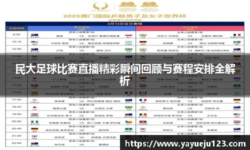 民大足球比赛直播精彩瞬间回顾与赛程安排全解析